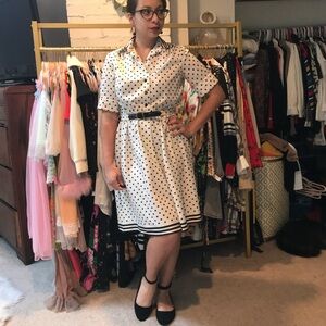 Vintage Polka Dot Shirt Dress